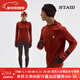 STAW世拓0度2.0加絨連帽跑步長(cháng)袖T恤男抗菌保暖運動(dòng)馬拉松速干衣T 柿紅色 新色 L