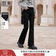 香影黑色微喇牛仔褲女2025冬季新款褲腳開(kāi)叉修身設計感顯瘦長(cháng)褲子 牛仔黑 M 160/64A/95-110斤