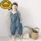 G.duck兒童褲子韓版春秋新品2025女童背帶褲寬松牛仔寶寶可愛(ài)大PP連體褲 淺藍色寶寶背帶褲 90 cm