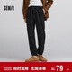 森馬（Semir）休閑褲男肌理感燈芯絨長(cháng)褲冬拼接抽繩束腳褲錐形101724127111 