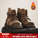 馬登男士馬丁靴英倫風(fēng)蠟面工裝靴秋冬加絨高幫真皮沙漠靴復古男鞋子 黃棕色 42 (260mm)