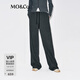 MO&Co.【神褲】休閑褲2025冬新品保溫德絨松緊垂墜長(cháng)直筒高腰MBE4PATT01 深花灰色 XS /155
