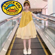 G.duck女童連衣裙夏裝2024新款兒童衣服小女孩漂亮裙子中大童無(wú)袖公主裙 150 建議65-80斤 黃色連衣裙