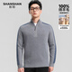 SHANSHAN杉杉【重磅550g】羊毛衫男冬季加厚毛衣中年爸爸裝100%羊毛針織衫 藍灰色 L /175