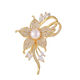 雙笛工廠(chǎng)花朵珍珠胸針女西裝大衣胸花連衣裙別針?lè )b配飾禮物 金色