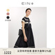 EIN【輕禮服】EIN言小黑裙中長(cháng)款絲棉短袖蕾絲連衣裙女2024夏季新款 小黑裙 L