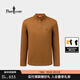 比音勒芬【輕量暖絨】春秋款男士時(shí)尚休閑上衣通勤立領(lǐng)磨毛長(cháng)袖立領(lǐng)T恤 62煙草橙色 3XL （120）
