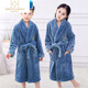 童裝兒童睡袍浴袍秋冬款男女童睡衣珊瑚絨中大童法蘭絨加厚家居服 海藍無(wú)帽 120 XS碼身高100-120cm
