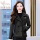 PKFC輕奢高檔小個(gè)子皮毛一體毛呢外套女2026秋冬新款短款皮衣夾克上衣 黑色  加厚 L 【建議-120斤左右】