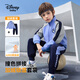 迪士尼寶寶（Disney Baby）兒童加絨套裝男女童外套褲子中大童裝冬季加厚保暖衣服 藍色 160