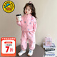 G.duck小黃鴨女童春裝套裝春秋季2026新款拉布布兒童衣服女寶寶衛衣褲子 粉色 140 建議9~10歲【130-140cm】cm
