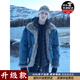 軒森圖（XUANSENTU）美式復古解構水洗牛仔棉服外套男冬季加絨保暖毛領(lǐng)座山雕棉衣夾克 藍色【升級款】 L (適合)115-130斤