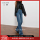 三彩2025冬季新款高腰牛仔褲休閑直筒褲一體絨長(cháng)褲M(mǎn)