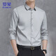 羅蒙（ROMON）長(cháng)袖襯衫男2026春季新款高端商務(wù)休閑絲光襯衣男裝 淺灰 XL
