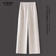 GCRZW輕奢米白色直筒褲女春秋2026新款時(shí)尚洋氣休閑褲香蕉褲闊腿褲 米白色-小個(gè)子款 -95cm起 L /28 建議105-115斤