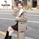 啄木鳥(niǎo)（TUCANO）毛呢外套女2025秋冬新款時(shí)尚韓版顯瘦百搭氣質(zhì)牛角扣長(cháng)袖連帽 灰咖色 M