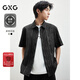 GXG男裝 25年夏季新款肌理感撞色條紋短袖襯衫上衣男#G25D232002 黑色 XL
