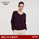 歌莉婭 冬季新品  前后兩穿羊絨衫  1ESL5J820 95R深酒紅 S