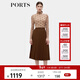 PORTS寶姿女裝秋季新款簡(jiǎn)約優(yōu)雅中長(cháng)款百褶裙ALD9S003QWQ 硬木色 XS (2)