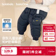 巴拉巴拉童裝嬰兒羽絨褲男童長(cháng)褲女童褲子冬裝保暖褲寶寶高腰護肚萌趣可愛(ài) 深藍貓貓-灰鴨絨 209425108207 90 cm-充絨量23g