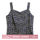 布符新款打底吊帶上衣女小碎花短款文藝修身時(shí)尚露背小背心 藍底粉花 160/84/S