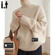 fingercroxx it高領(lǐng)毛衣女士秋冬寬松套頭針織衫加厚保暖毛線(xiàn)衣內搭打底衫 杏色 【官方正品】 均碼