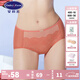 安莉芳薄款蕾絲棉質(zhì)底襠內褲女士舒適速干包臀中腰三角褲E300586 玫瑰紅色ROS L