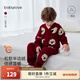 babylove【清倉】寶寶家居服套裝秋冬嬰幼兒半邊絨保暖睡衣加厚圣誕兩件套 安可拉紅 90