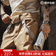 馬登工裝美式復古騎兵背帶褲男多口袋直筒長(cháng)褲子男士休閑褲秋季新款 卡其色 L
