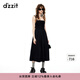 DZZIT地素連衣裙夏季手工釘珠設計吊帶小黑裙女 黑色 M