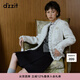 DZZIT地素短外套冬季小香風(fēng)粗花呢毛須邊上衣女 白色 S
