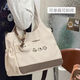 途尊（kingtrip）韓系ins可愛(ài)托特包女 學(xué)院風(fēng)學(xué)生上課單肩包外出休閑斜挎包手提包 卡其色拼接多用款