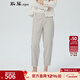 斯琴春季女米白色棉質(zhì)多口袋直筒束腳寬松休閑褲九分褲 BBCK00534 米白 S