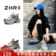 ZHR老爹鞋女復古潮流厚底內增高女鞋休閑情侶鞋子女 JT67 銀色 37 