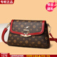 雪愛(ài)袋鼠高檔印花女士單肩包斜挎小包送媽媽包包中年婆婆40-50歲真皮女包 棕玫瑰配紅[禮盒+手包卡包]