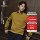 哈吉斯（HAZZYS）男裝 秋款【張晚意明星同款】簡(jiǎn)約休閑男上衣PHIZ圓領(lǐng)基礎衛衣男 芥末黃色MT 2XL （185/104A 52）