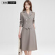 鹿典（LUDIan）中長(cháng)款女士連衣裙春秋高級感西裝裙通勤收腰減齡遮肉 灰色 2XL