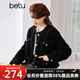 betu百圖女裝冬季新款短外套圓領(lǐng)復古時(shí)尚外套長(cháng)袖短外套女2211T84 黑色 S