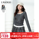 LAGOGO假兩件掐腰顯瘦蕾絲T恤女拉谷谷2025年秋新款灰色長(cháng)袖上衣 深灰色 M