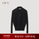 OVV秋冬熱賣(mài)女裝絲毛翻領(lǐng)半開(kāi)襟休閑長(cháng)袖針織衫 黑色（凈色）A7 M