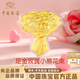 中國珠寶黃金小熊玫瑰花足金手捧花金片投資金生日情人節禮物送女朋友老婆 小熊玫瑰花束-約0.2g+品牌禮盒