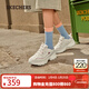 斯凱奇（Skechers）新年禮物女鞋摩卡熊復古老爹鞋厚底增高緩震休閑鞋896145 自然色/酒紅色/NTBG 37