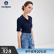 Navigare意大利小帆船短袖針織衫女士夏季舒適修身小外套中袖開(kāi)衫短款T恤 海軍藍 L 碼