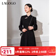 LAGOGO新中式復古顯瘦連衣裙女拉谷谷春秋新款國風(fēng)舒適氣質(zhì)A字裙 黑色(W1) M