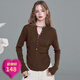 妖精的口袋多巴胺紐扣灰色v領(lǐng)針織衫女2025年早秋新款修身顯上衣 氣質(zhì)咖色 S