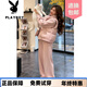 花花公子（PLAYBOY）品牌羽絨棉馬甲三件套女冬季新款休閑運動(dòng)小個(gè)子加絨加厚套裝 粉色馬甲 M (建議100斤以?xún)?