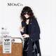 MO&Co.開(kāi)衫外套含綿羊毛珠片繡毛須鑲邊針織衫紅色毛衣女小香風(fēng) 深花灰色 XS
