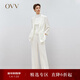 OVV春夏熱賣(mài)女裝三醋酸面料中腰寬松直筒休閑通勤西褲 本白（凈色）10 M
