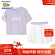 Skechers斯凱奇童裝女童針織短袖短裙夏季套裝兒童戶(hù)外舒適T恤衫P224G043 淺雪青色/00EW 150 cm