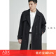 a.b.x春季竹纖維戰壕風(fēng)衣男中長(cháng)款寬松韓版潮流春秋季男士休閑外套 黑色 M/170